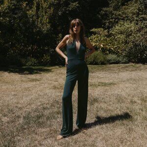 Zara Long Jumpsuit | Dark Green Halter | Size M | Never worn